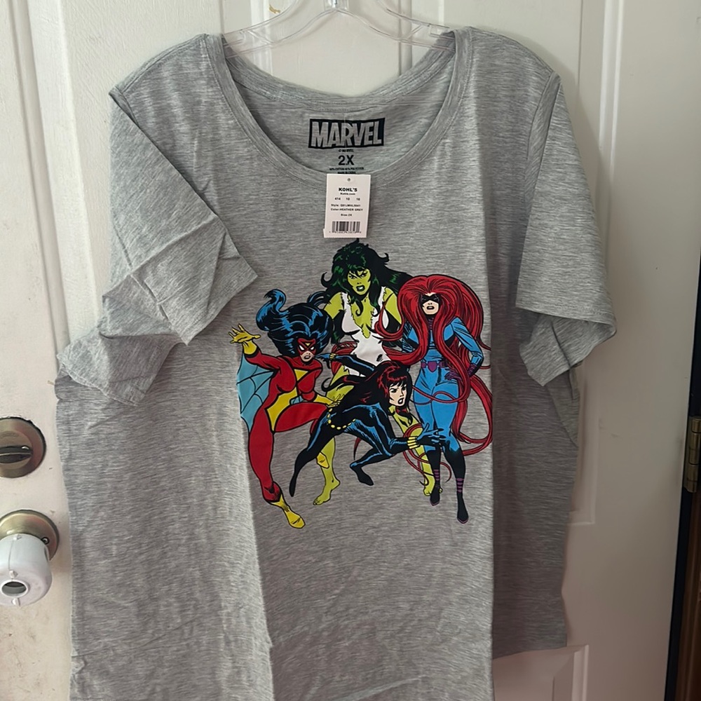MARVEL PLUS SIZE FEM GRAPHIC TEE: GRAY: NWT: SZ 2X